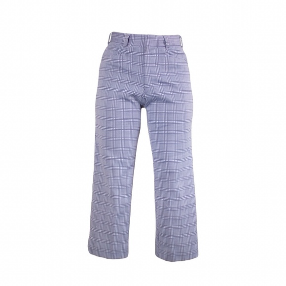 Vintage 60's Blue Checkered Polyester Disco Pants - Picture 1 of 4